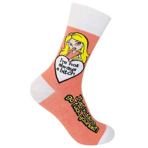Funatic Novelty "I'm Not Always a Btch, Just Kidding Go Fck Yourself" Socks - Picture 1 of 1